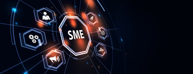 Business, technology, internet and network concept. Virtual screen of the future and sees the inscription: SME  3d illustration