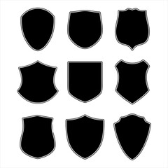 Wall Mural - Black shield retro design vector illustration collection isolated on white background