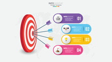 Target With Four Steps To Your Goal Infographic Template For Web, Business, Presentations.