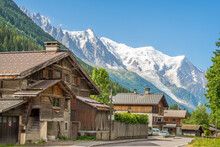 View At The Massif Of Mont Blanc Mountains At The Road From Argentier To Chamonix - France