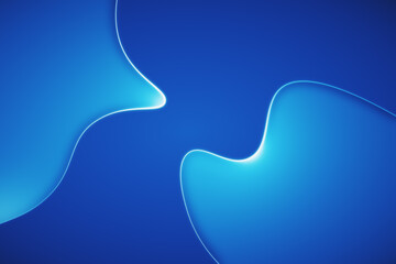 Poster - Abstract blue fantasy background with waves and lines. Design and landing page concept. 3D Rendering.