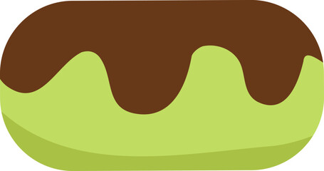 Poster - Green cake with chocolate icing semi flat color vector object. Vegan bakery. Full sized item on white. Health dessert simple cartoon style illustration for web graphic design and animation