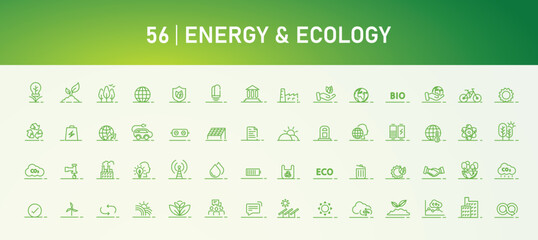 Environment nature line icons collection. ESG concept, net zero in environmental, social and governance. Banner design. Line icon set. EPS10 vector illustration.