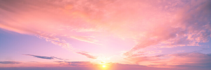 Poster - Colorful cloudy sky at sunset. Horizontal banner