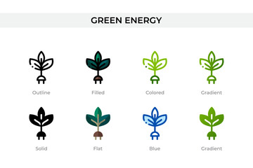 Poster - Green energy icon in different style. Green energy vector icons designed in outline, solid, colored, filled, gradient, and flat style. Symbol, logo illustration. Vector illustration