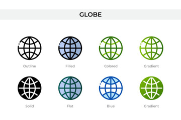 Poster - Globe icon in different style. Globe vector icons designed in outline, solid, colored, filled, gradient, and flat style. Symbol, logo illustration. Vector illustration