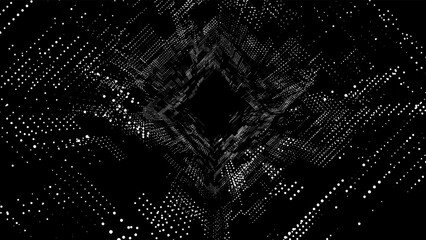 Poster - abstract wireframe tunnel. vector wormhole. 3d portal grid. futuristic fantasy funnel.