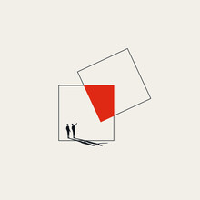 Business Or Company Fusion And Intersection Of Interests. Symbol Of Cooperation, Partnership. Minimal Illustration
