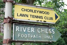 Signs To Chorleywood Lawn Tennis Club And The River Chess Footpath Only