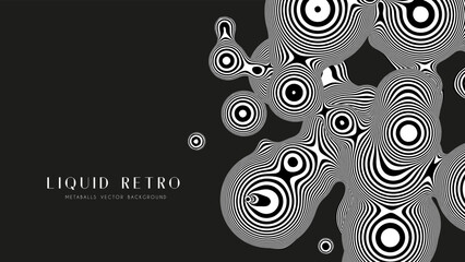 Poster - Liquid retro 3D zebra metaball, with organic structure. Abstract vector black and white background. Fluid futurisctic shapes.