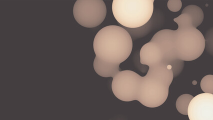 Aufkleber - Abstract 3d fluid metaball shape with beige balls. Synthwave liquid pastel organic droplets with gradient color.