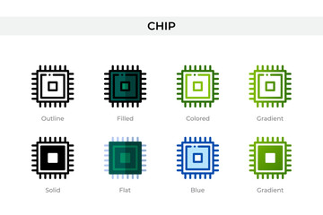 Poster - Chip icon in different style. Chip vector icons designed in outline, solid, colored, filled, gradient, and flat style. Symbol, logo illustration. Vector illustration