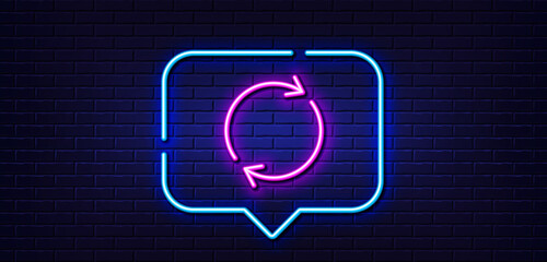 Aufkleber - neon light speech bubble. refresh line icon. rotation arrow sign. reset or reload symbol. neon light