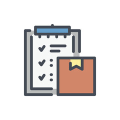 Fototapete - Shopping list color line icon. Clipboard with delivery box vector outline colorful sign.