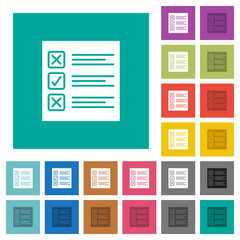 Poster - Questionnaire paper solid square flat multi colored icons