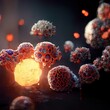 © Milos Stojiljkovic - A new generation of dangerous corona flu floating pathogen respiratory influenza virus cell microscopic view. Illustration.