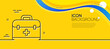 © blankstock - First aid kit line icon. Abstract yellow background. Medical case sign. Minimal first aid line icon. Wave banner concept. Vector