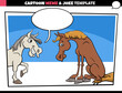 cartoon meme template with speech bubble and comic horses