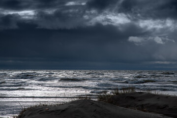 Canvas Print - Stormy Baltic sea, Liepaja, Latvia.