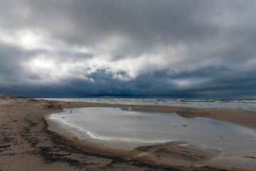 Canvas Print - Stormy Baltic sea, Liepaja, Latvia.