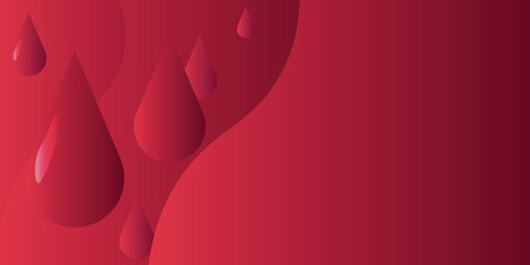 Bright saturated red background with large drops. Web design, vector background