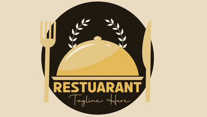 Restaurant, café logo or label. Emblems with menu design. Vector illustration