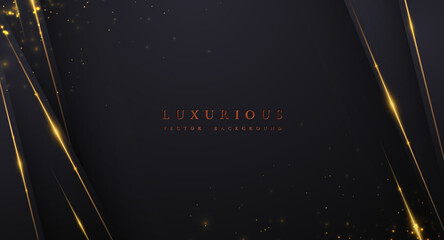 Poster - Abstract black and gold luxury background with shining golden lines.