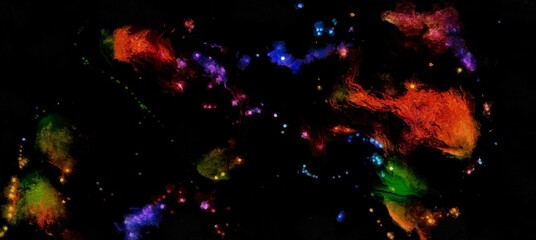 Wall Mural - Abstract cosmic space and stars flowing digital fluid pattern in acrylic painterly style