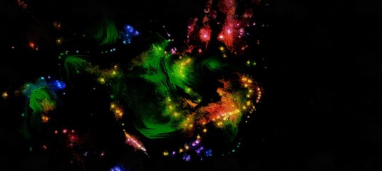 Wall Mural - Abstract cosmic space and stars flowing digital fluid pattern in acrylic painterly style