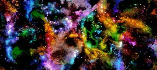 Wall Mural - Abstract cosmic space and stars flowing digital fluid pattern in acrylic painterly style