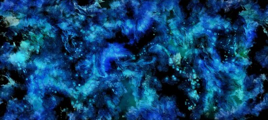 Wall Mural - Abstract cosmic space and stars flowing digital fluid pattern in acrylic painterly style