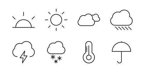 Editable Weather set pack line icon. Vector illustration isolated on white background. using for website or mobile app