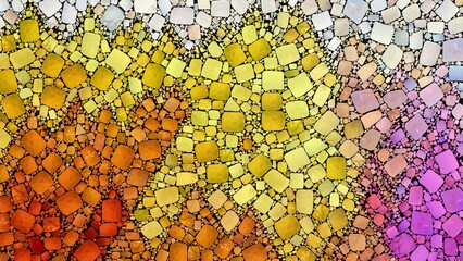 Canvas Print - Digital render of abstract painterly mosaic - acrylic paint fluid concept art - background wallpaper