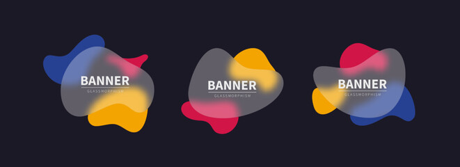 Poster - Modern set of abstract banners in glassmorphism style. Vector glass template banners. Template ready for use in web or print design.