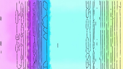 Wall Mural - digital painterly render of intricate colorful geometric patterns in watercolor and ink style