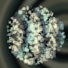 Wall Mural - abstract geometric sphere of many square glittering in space explosion of confetti rounded square