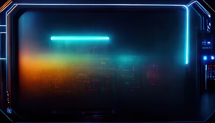 Aufkleber - Futuristic modern user interface elements, hud control panel.  Futuristic background of blue glowing technology sci fi frame. 3D artwork