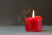Fire, Flame, Red Candle With Smoke, Red Flame Of Japanese Candle
