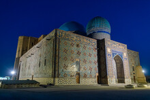 Night Shot Of The Mausoleum Of Khoja Ahmed Yasawi, UNESCO World Heritage Site, Turkistan, Kazakhstan