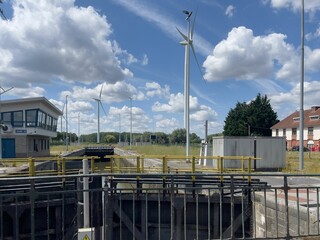 Wall Mural - many windmills generating electricity