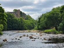 Scenic View Of River Tees Near The Barnard Castle Surrounded By Lush Nature