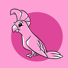 Wall Mural - Animal parrot cockatoo pink background character cartoon illustration