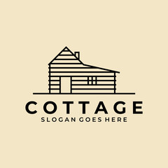 Wall Mural - cottage line art logo vector minimalist design