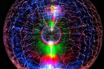 Wall Mural - abstract colorful neon lights making a round, for trippy backgrounds and psychedelic wallpapers