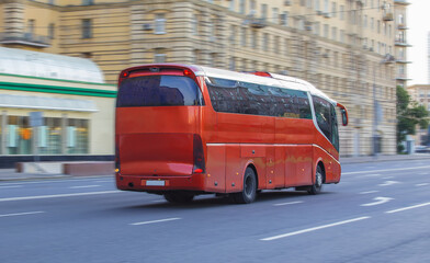 Canvas Print - tourist bus goes on street