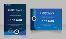 Course Participant Appreciation Certificate Design Templates Set. Vector Diploma With Customized Copyspace. Printable Document For Awards And Recognition. Arial, Myriad Pro, Calibri Regular Fonts Used