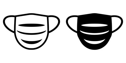 Fototapete - ofvs42 OutlineFilledVectorSign ofvs - medical face mask vector icon . isolated transparent . black outline and filled version . AI 10 / EPS 10 . g11350