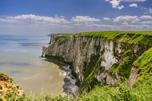 The Chalk Cliffs Near Bempton On The East Yorkshire Coastline. These Cliffs Are Home To Thousands Of Seabirds.