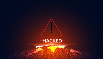 Poster - Abstract hack system hack warning symbol concept hacking warning in the world Security system, password, update the anti-theft system online.