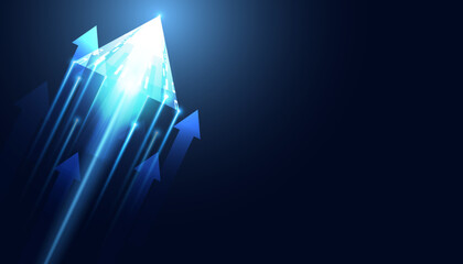 Poster - abstract blue light speed arrow forward blue background hi-tech concept goal attitude goal for succe